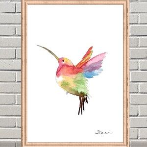 8x10" Original Watercolor Hummingbird